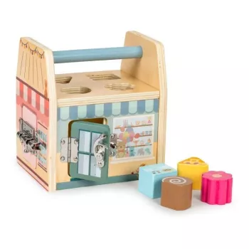 Jouet d'activité maison à serrures en bois Gerardo's Toys pour tout-petits dès 18 mois