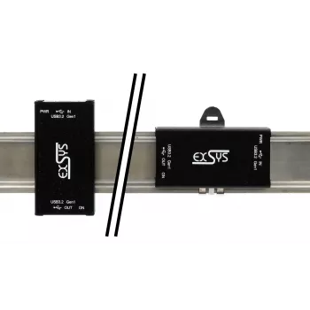 EXSYS EX-1502HMVS Industrial 1-Port USB-C 3.2 Gen 1 to USB-A Adapter with 15KV ESD Surge Protection, DIN-Rail Mount, 9-48V DC