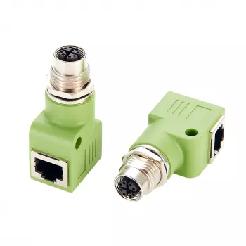 Adaptateur EXSYS EX-49543 M12 X-Coded 8 broches femelle vers RJ45 femelle 90°, 10GbE, IP67
