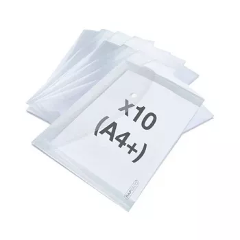 Pochettes documentaires A4 Rapesco ECO GRS transparentes claires, pack de 10 (1816)