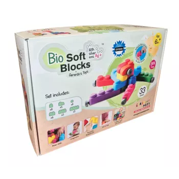 Ensemble de blocs de construction souples Gerardo's Toys avec roues, 33 pièces (25 blocs + 8 pièces de roue)