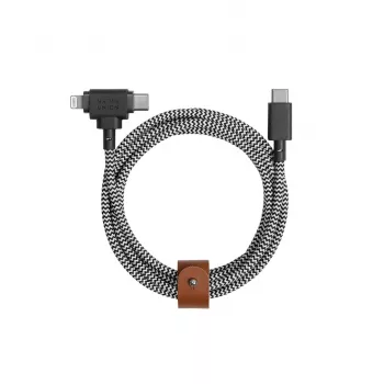 Native Union Belt Cable Duo câble tressé USB-C vers USB-C/Lightning 1,5 m noir