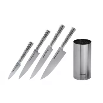 SAMURA Bamboo 4-piece knife set with stand
