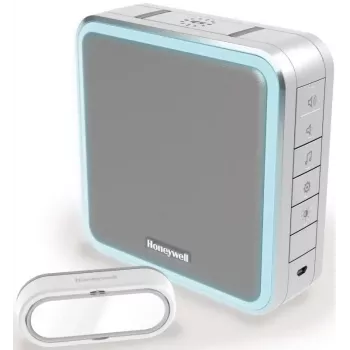 Kit de sonnette sans fil Honeywell DC915SGL, portée 200 m, 90 dB, 8 mélodies, argent/gris