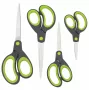 Ensemble de ciseaux Soft Grip Rapesco, 4 pièces, lames en acier inoxydable, poignées ergonomiques, 21 cm/17 cm/13 cm/9 cm, noir/gris 1576