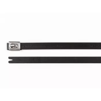 HellermannTyton 111-00294 MBT8HFC-SS316/SP-BK attache-câble en acier inoxydable, 201 mm x 7,9 mm, noir, fermeture à bille, stabilisé aux UV