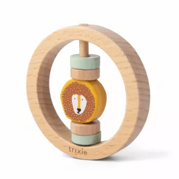 Jouet de dentition rond en bois Trixie Mr. Lion pour bébé, 6m+