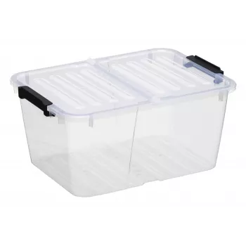 Boîte de rangement plast team HOME BOX FLEX 15 L avec couvercle rabattable, PP recyclé, 1 pièce 23010800