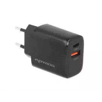 MOVANO GaN 30W USB-C PD + USB-A Wall Charger (Black)