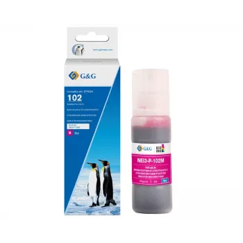 Flacon d'encre magenta compatible G&G | Ninestar pour Epson 102 (C13T03R340) - 70 ml, à colorant, série EcoTank
