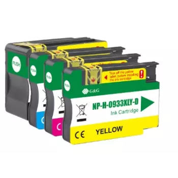Lot de 4 cartouches d'encre compatibles G&G noir/cyan/magenta/jaune pour HP 932XL/933XL (GP-H932XLBK/933XLCMY-4P)
