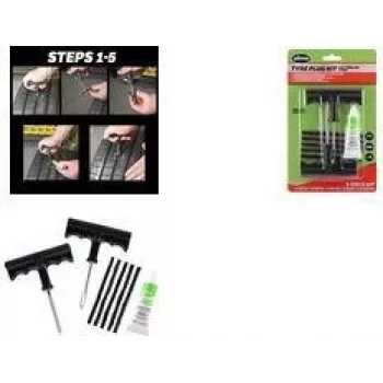 Kit de réparation de pneus avec mèches IWH Slime, ensemble de réparation de crevaison tubeless 8 pièces avec outils à poignée en T et 5 mèches en caoutchouc butyle 20500