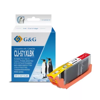 Cartouche d'encre photo noire haute capacité G&G compatible Canon CLI-571XLBK (13856)