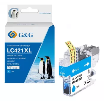 Cartouche d'encre cyan à haut rendement compatible G&G Brother LC421XLC (500 pages)