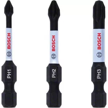 Coffret d'embouts Phillips PH2 Bosch 2608522491, 3 pièces, 25 mm, queue hexagonale 1/4