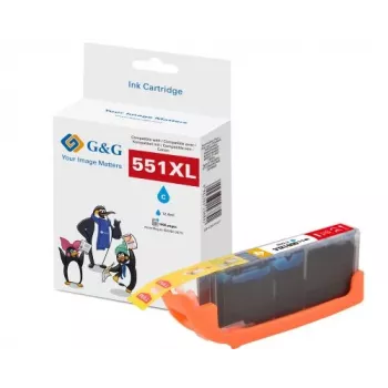 Cartouche d'encre XL G&G compatible avec Canon CLI-551C XL (cyan, grande capacité) 14566