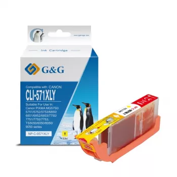 Cartouche d'encre XL jaune G&G compatible avec Canon CLI-571XLY (13859)
