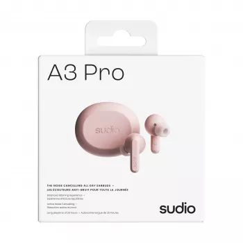 Écouteurs Bluetooth True Wireless Sudio A3 Pro avec réduction active du bruit, rose A1PROPNK