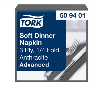 Serviettes de table TORK Soft Dinner Advanced Anthracite 3 plis 39 x 39,5 cm, 100 pièces (509401)