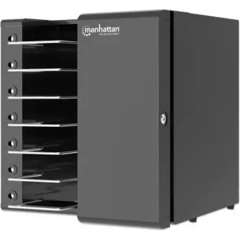 MANHATTAN armoire de charge de bureau avec 7 prises CEE 7/3, verrouillable, protection contre les surtensions 250 J, noire (181280)