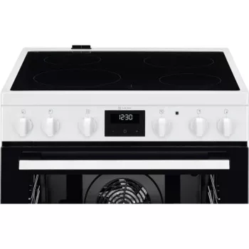 Cuisinière électrique posable Electrolux LKR64023AW avec plaque vitrocéramique, 4 zones, four 58L, blanc