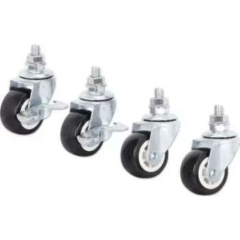 Ensemble de roulettes Basic Line Intellinet pour armoires murales 19 pouces, 4 roues (2 freinées), charge 60 kg, noir/argent 716819