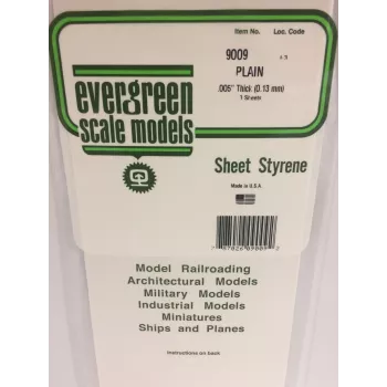 Evergreen plaque de polystyrène 300 mm x 150 mm x 0,13 mm, blanche, lot de 3 (9009)
