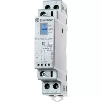 Finder 22.32.0.230.4540 Installation Contactor 230V AC/DC, 1NO+1NC, LED, 25A, DIN Rail