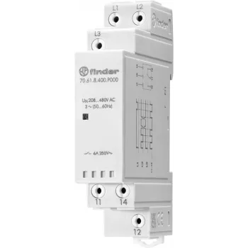 Relais de surveillance de tension triphasé Finder 70.61.8.400.P000, 400 V AC, 1 CO, rail DIN