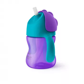 Tasse à paille flexible Philips Avent 200 ml, 9m+, violet
