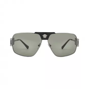 Lunettes de soleil pilote aviateur pour homme Versace VE2251-1001-2 monture noire verres gris 63 mm