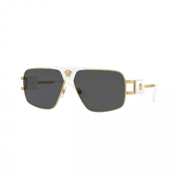 Lunettes de soleil pilote pour homme Versace VE2251-147187, monture gunmetal, verres gris, 63/12/145 mm
