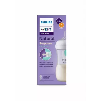 Philips Avent Natural Response Biberon anti-colique avec valve AirFree 260 ml, tétine débit moyen, 1M+
