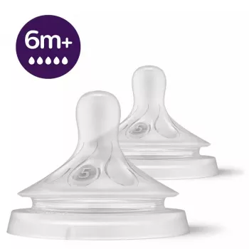Tétines en silicone Philips Avent Natural Response, débit très rapide, 6m+, pack de 2