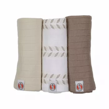 Lodger Swadler Solid Matcha emmaillotage en coton, Birch, 70x70 cm, lot de 3