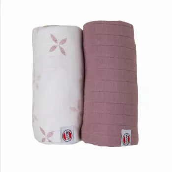Lodger Swadler Solid Matcha Langes en coton, Powder Rose, 110x110 cm, lot de 2