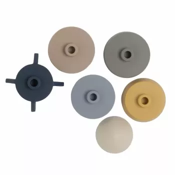 BABY'S ONLY tour d'empilement en silicone fusée, tons terre, 0+ mois