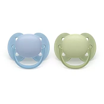 Sucette Philips Avent Ultra Soft 0-6 mois, neutre, lot de 2