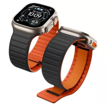 Bracelet Spigen Athlex Air M pour Apple Watch 8/9/10/11/SE/Ultra (44/45/46/49 mm) – noir/orange