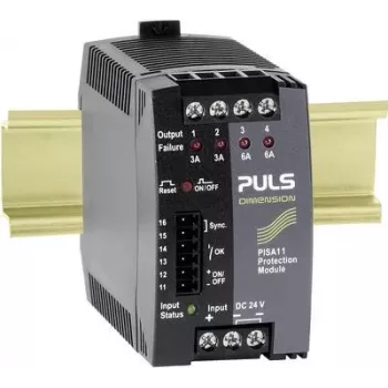 PULS DIMENSION PISA11.203206 4-Channel Electronic Circuit Breaker Module 24V DC, 2x3A + 2x6A, DIN Rail