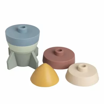 Tour d'empilement en silicone BABY'S ONLY Rocket, opale, 0+ mois