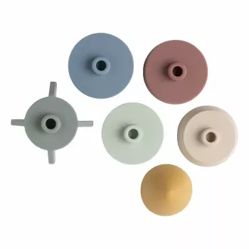 Tour d'empilement en silicone BABY'S ONLY Rocket, opale, 0+ mois