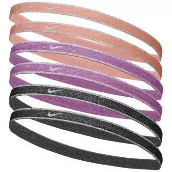 Élastiques à cheveux Nike Swoosh Sport Metallic, lot de 6 - pêche, rose, gris