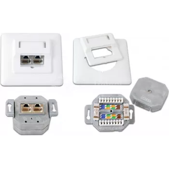 Wirewin DD-TRIO-K5E UP2 WS prise de données encastrée Cat5e blindée, 2x RJ45, LSA, blanc pur