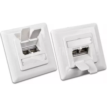 Wirewin DD-TRIO-C6 UP2 WS prise de données encastrée CAT6 blindée, 2 ports, LSA, blanc pur RAL 9010
