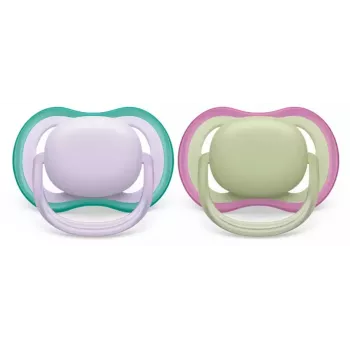 Sucette Philips Avent Ultra Air 0-6 mois, lot de 2, fille rose/violet, SCF085/24