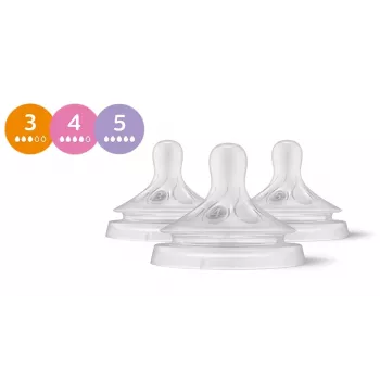Philips Avent Natural Response ensemble de tétines en silicone pour biberons (pack de 3, débit 3, 1+ mois)