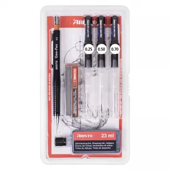 Ensemble de 3 stylos techniques College ARISTO mg1 pro 0,25 / 0,50 / 0,70 mm, 6 pièces (AR64310)