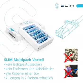 Câble de raccordement Wirewin SLIM-LS-K6A 1.0 WT 90 Cat6A U/FTP Slim, 1,0 m, blanc, pack de 90