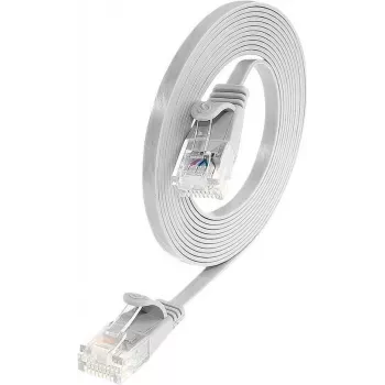 Câble patch Ethernet slim Cat6 U/UTP Triotronik Wirewin PKW-SLIM-KAT6 1.5 WS, RJ-45 mâle vers mâle, blanc, 1,5 m